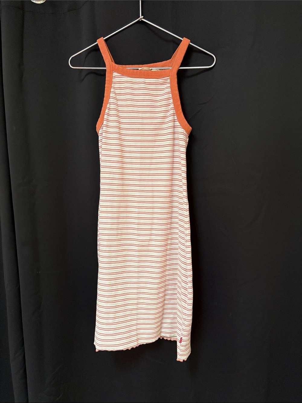 Levi's White and Rust-Orange Striped Mini Dress